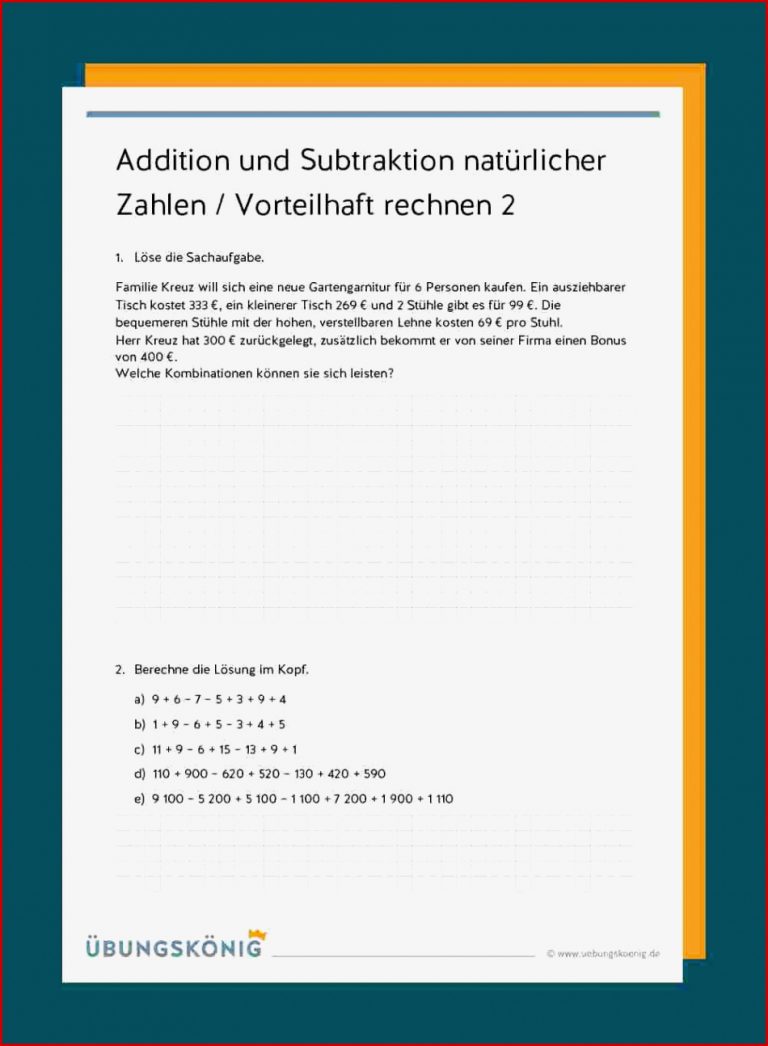 Addition und Subtraktion natürlicher Zahlen