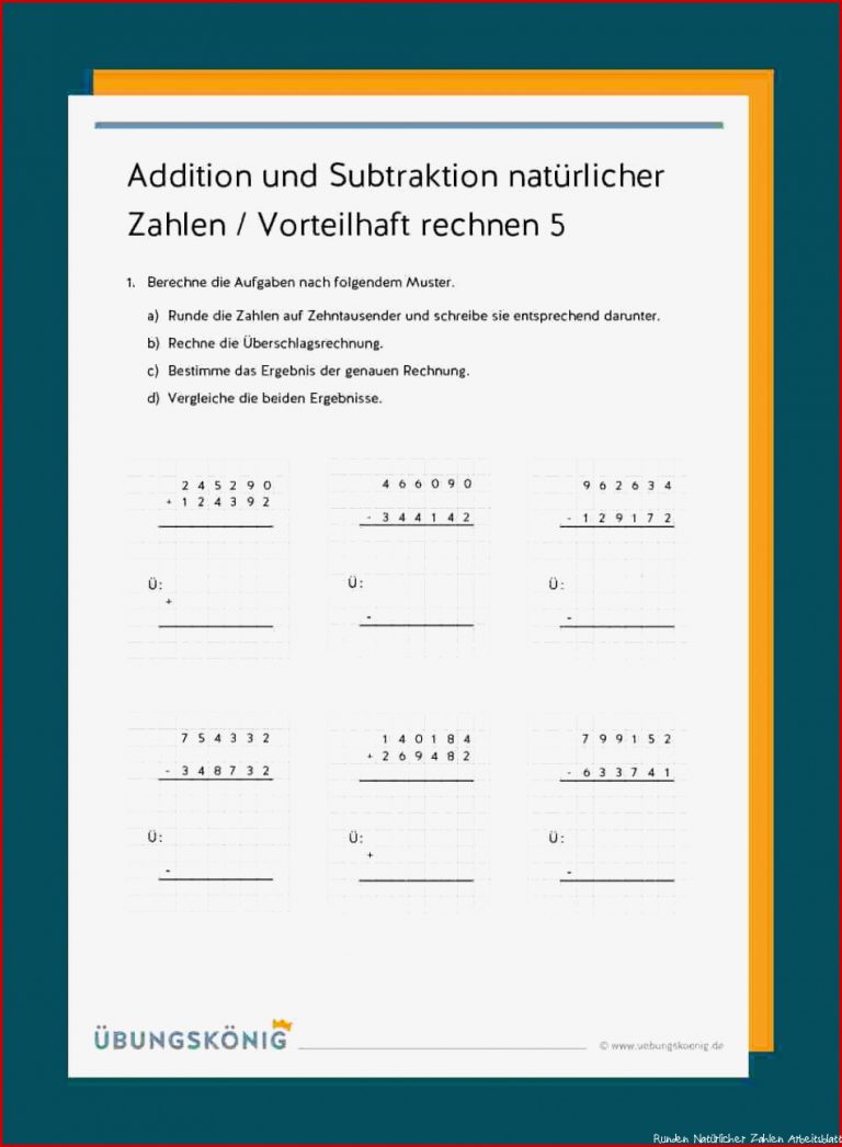 Addition und Subtraktion natürlicher Zahlen