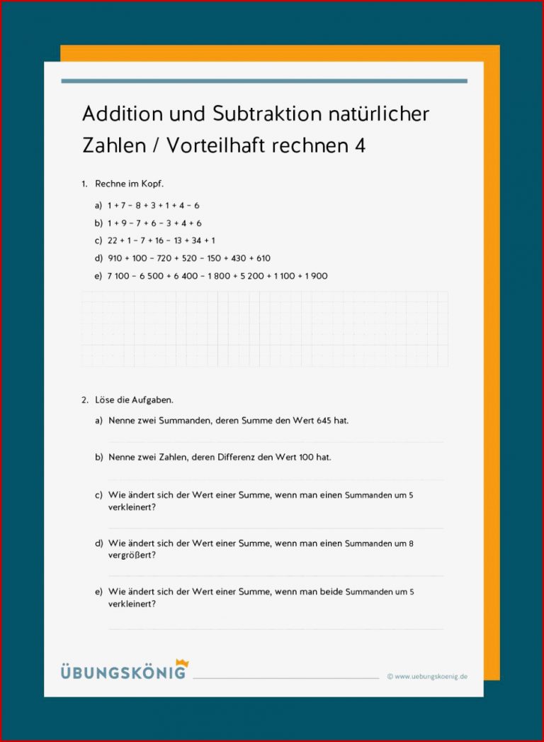 Addition und Subtraktion natürlicher Zahlen