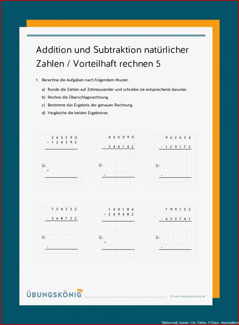 Addition und Subtraktion natürlicher Zahlen