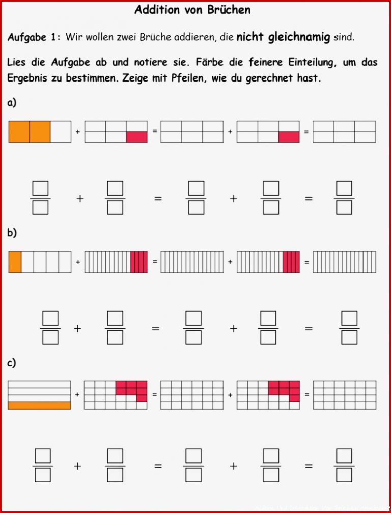 Addition und Subtraktion von Brüchen martinpurs Webseite