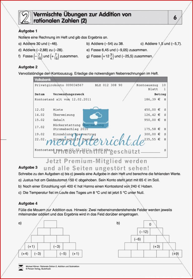 Addition von rationalen Zahlen mit gleichen und