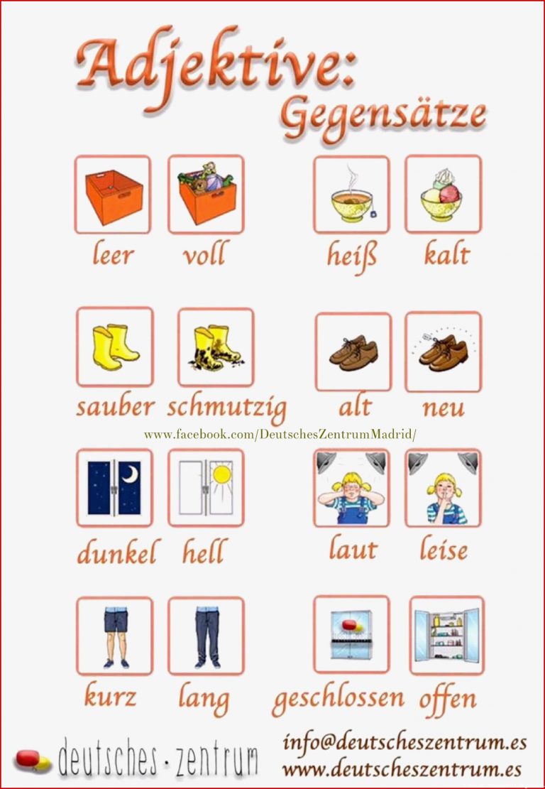 Adjektive Deutsch Wortschatz Grammatik German DAF Alemán