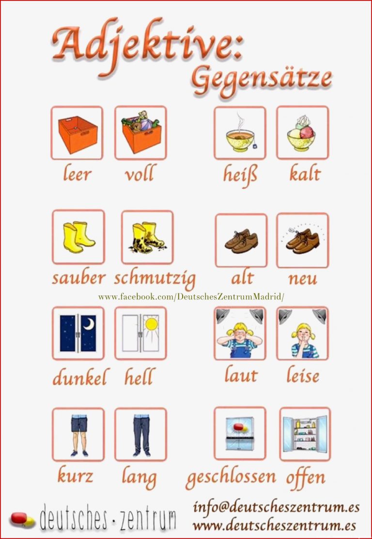 Adjektive Deutsch Wortschatz Grammatik German Daf Alemán