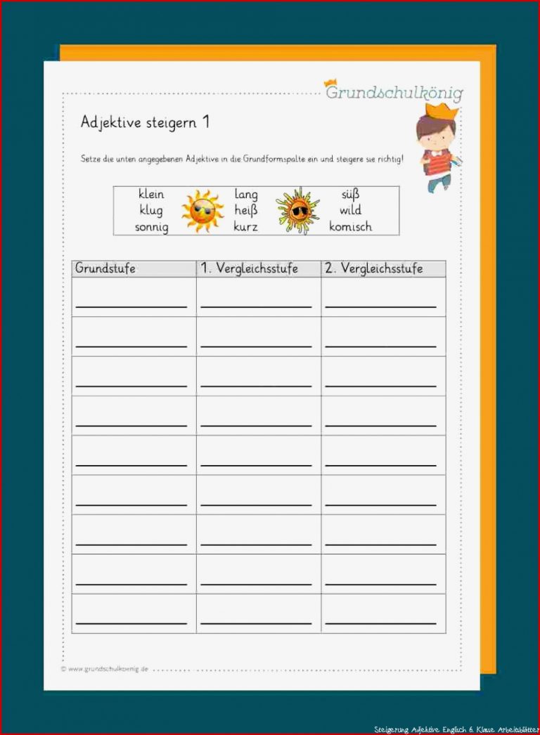 Adjektive Steigern Arbeitsblätter Worksheets