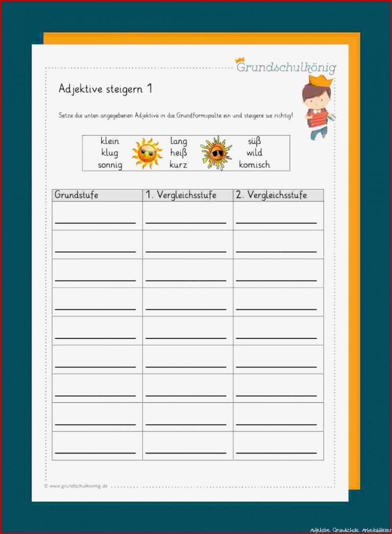 Adjektive Steigern Arbeitsblätter Worksheets