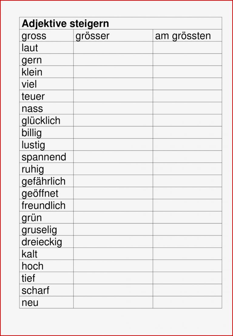 Adjektive steigern – Unterrichtsmaterial im Fach Deutsch