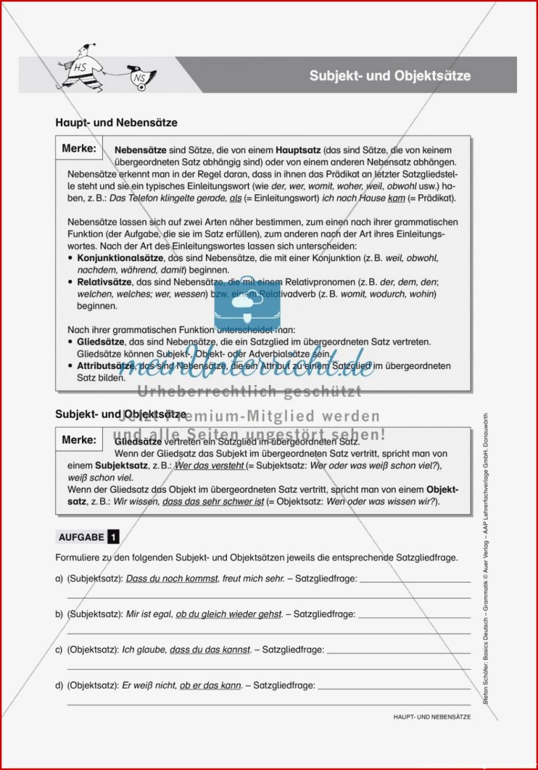 Adverbialsätze Übungen Und Lösung Meinunterricht