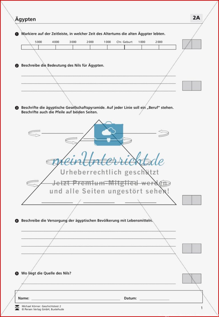 Ägypten Lek Klasenarbeit Meinunterricht