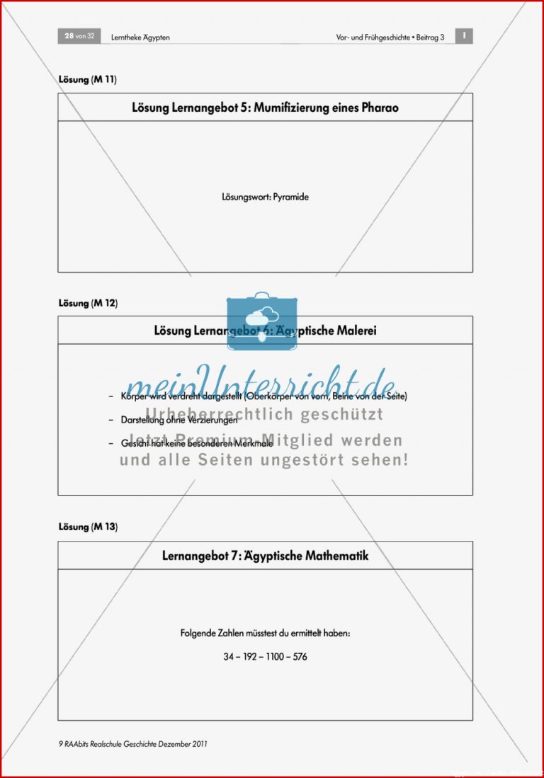 Ägyptische Mathematik Zahlen Und Aufgaben Didaktische