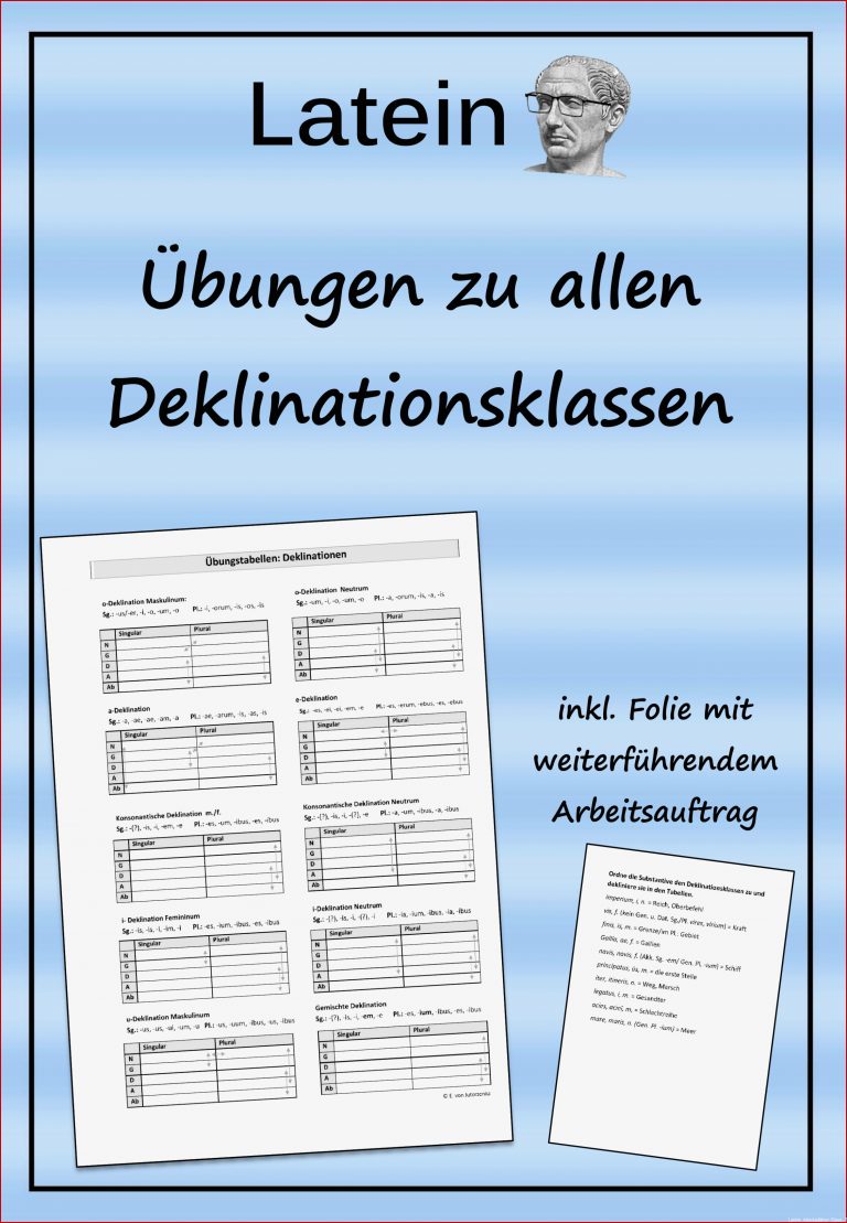 Alle Deklinationsklassen Übungstabellen Folie Mit