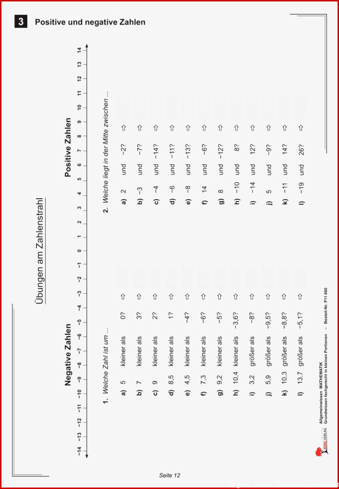 Allgemeinwissen Mathematik Positive und negative Zahlen