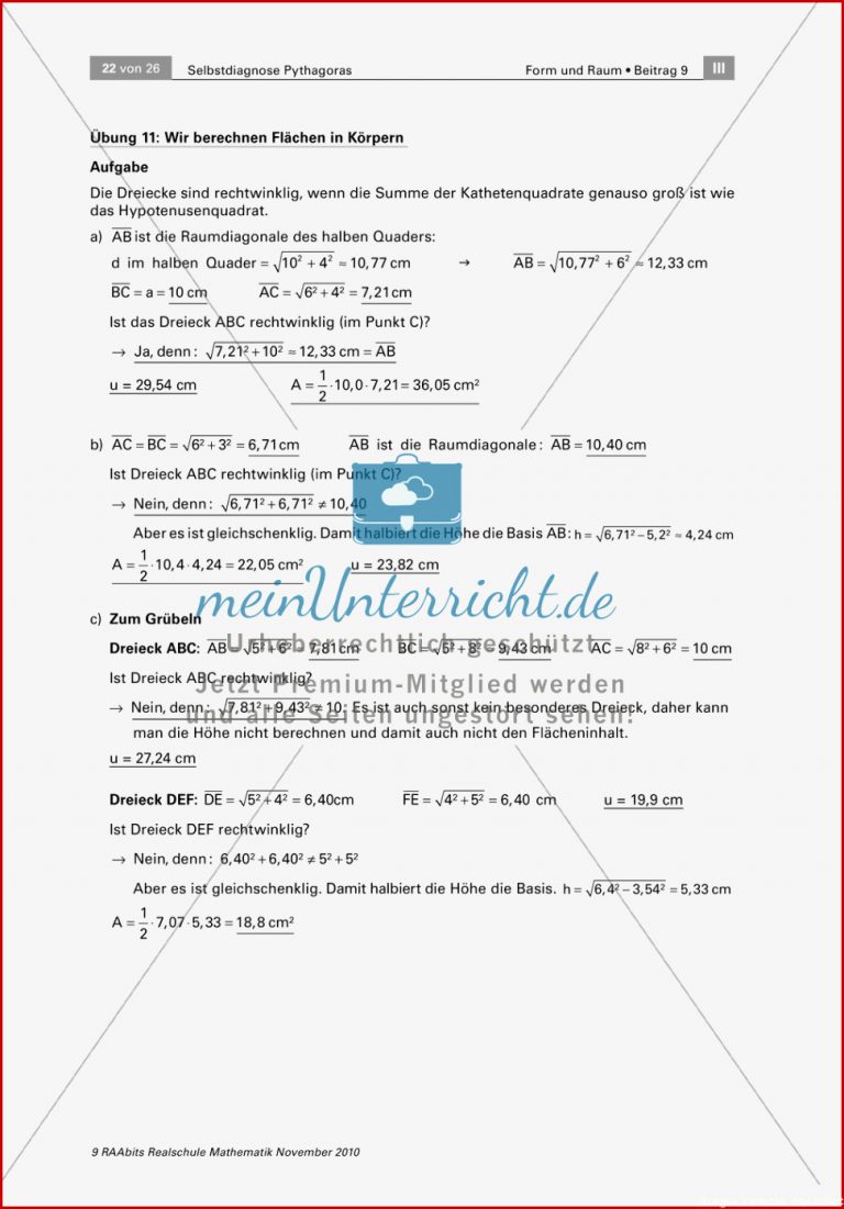 Alltagsrelevante Übungen zum Satz des Pythagoras