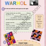 Andy Warhol Art Worksheet Esl Worksheet by Aneliz