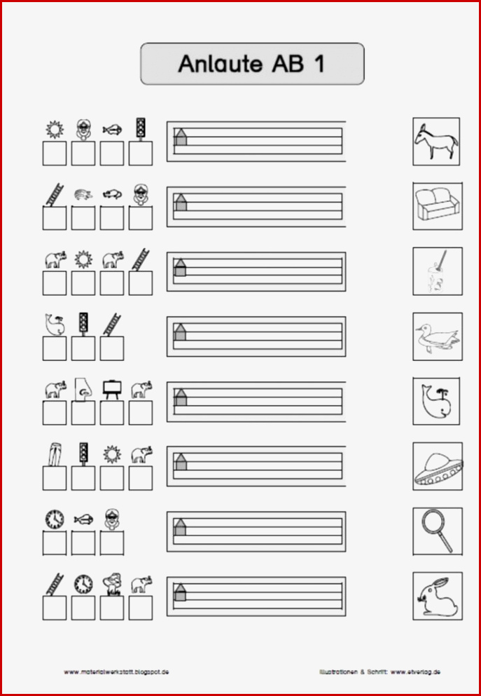 Anlaute Arbeitsblatt – Materialwerkstatt
