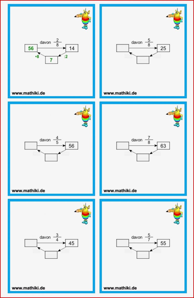 Anteile Von Brüchen Berechnen Arbeitsblätter Mit Lösung