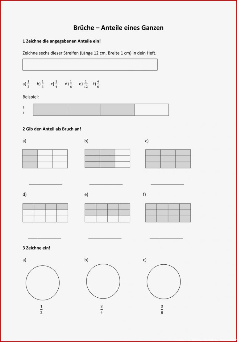 Anteile Von Brüchen Berechnen Arbeitsblätter Mit Lösung
