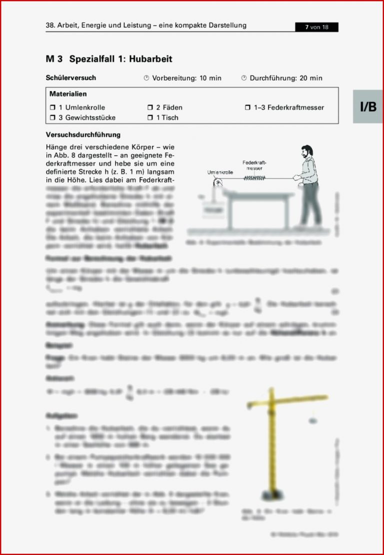 Arbeit Energie und Leistung – eine kompakte Darstellung