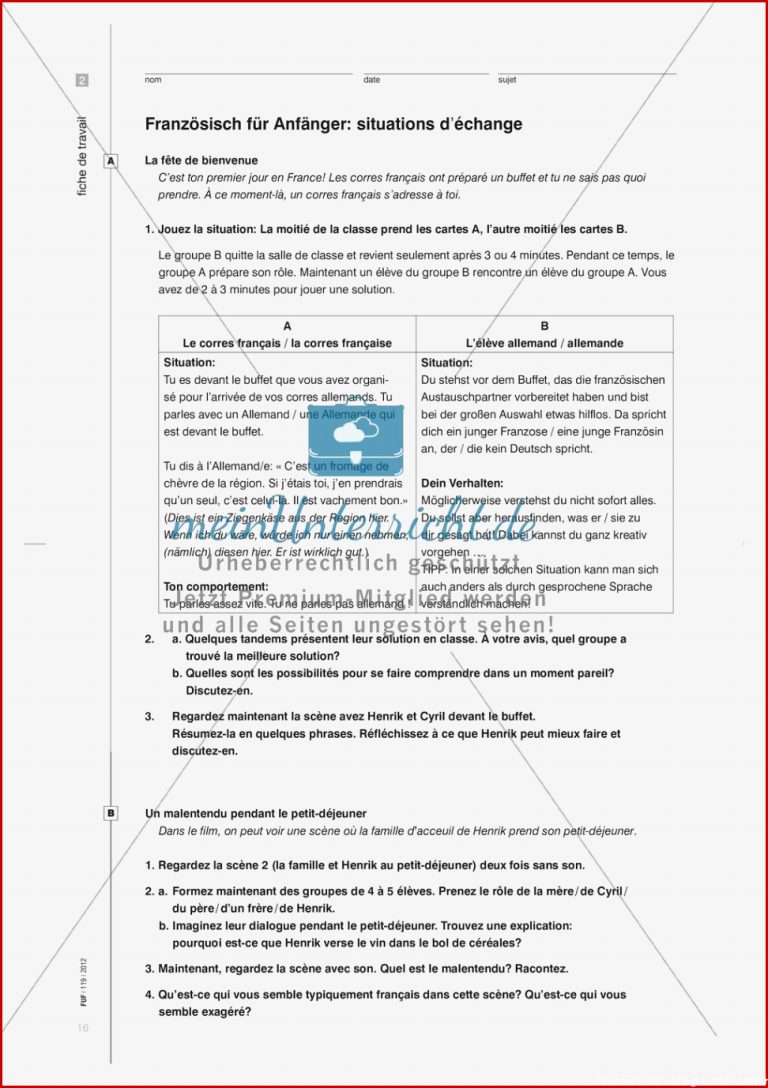Arbeit Französisch Für Anfänger Meinunterricht