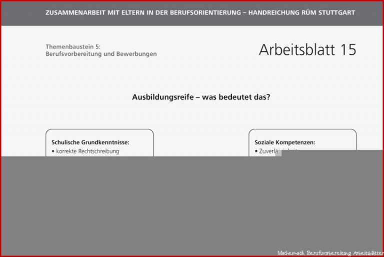 Arbeitsblätter Berufsvorbereitung Kostenlos Ausdrucken