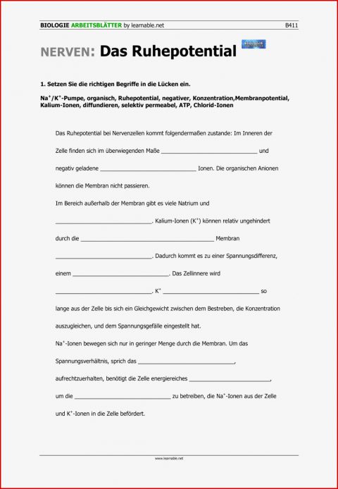 Arbeitsblätter Biologie Klasse 7 Worksheets