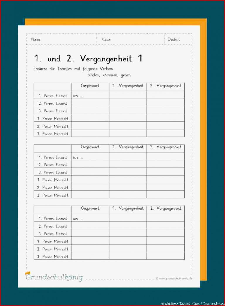 Arbeitsblätter Deutsch 3 Klasse Präsens Präteritum Pdf