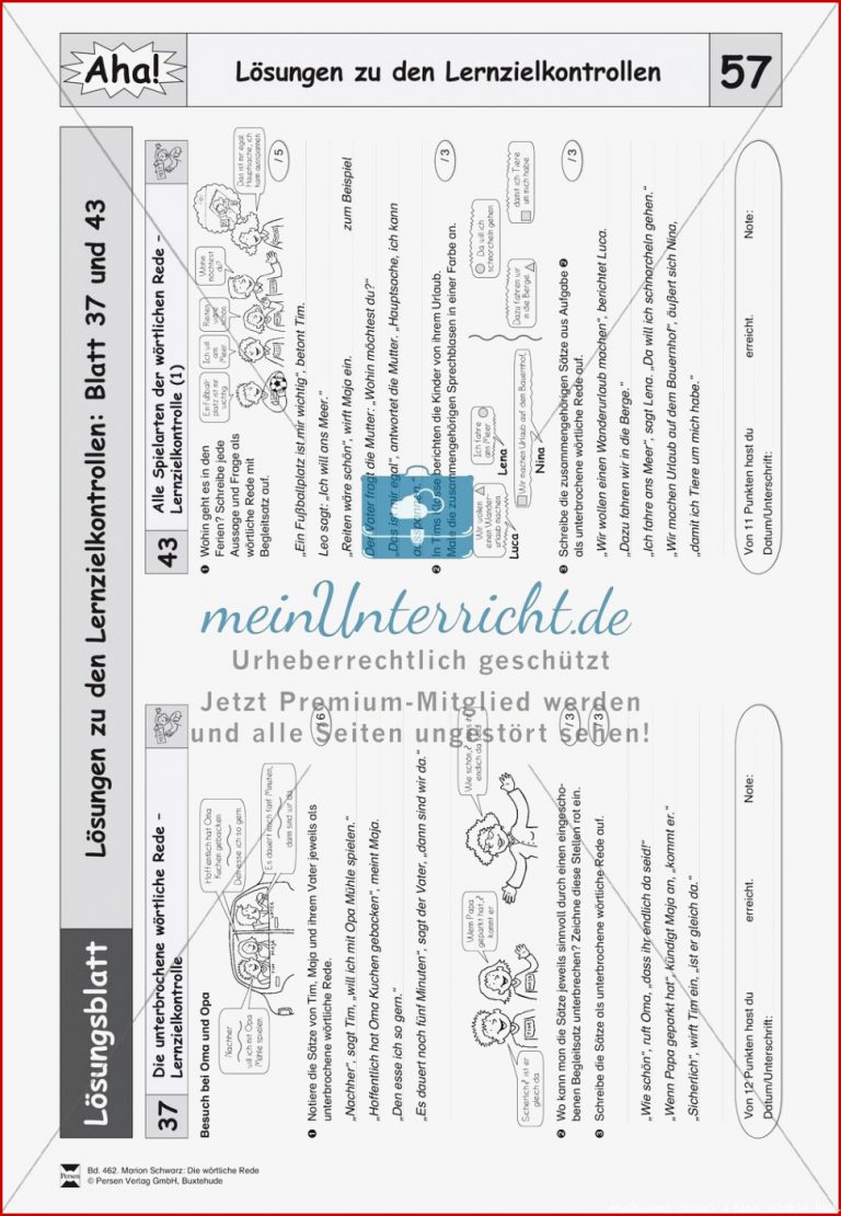 Arbeitsblätter Deutsch 4 Klasse Wörtliche Rede Worksheets