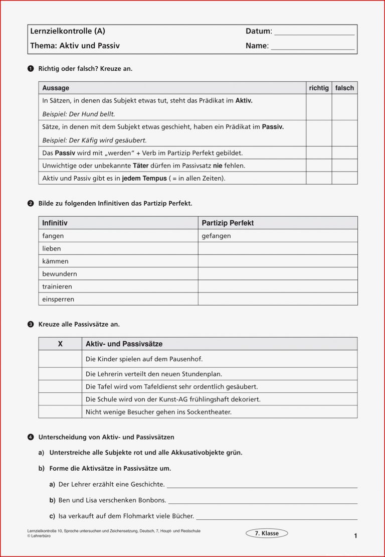 Arbeitsblätter Deutsch Zeitformen 7 Klasse Worksheets