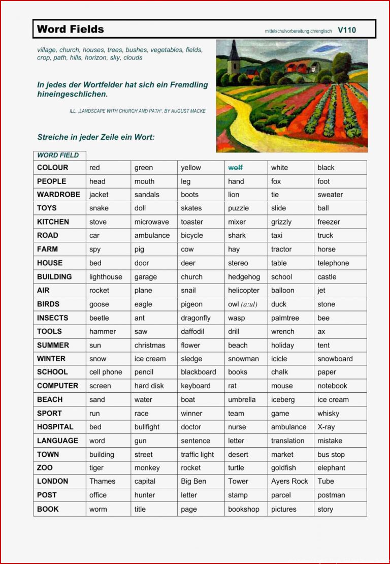 ArbeitsblÃ¤tter Englisch Mittelschulvorbereitung