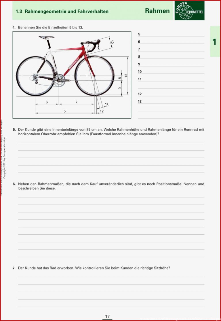 Arbeitsblätter Fahrradtechnik Pdf Ideen Arbeitsblätter