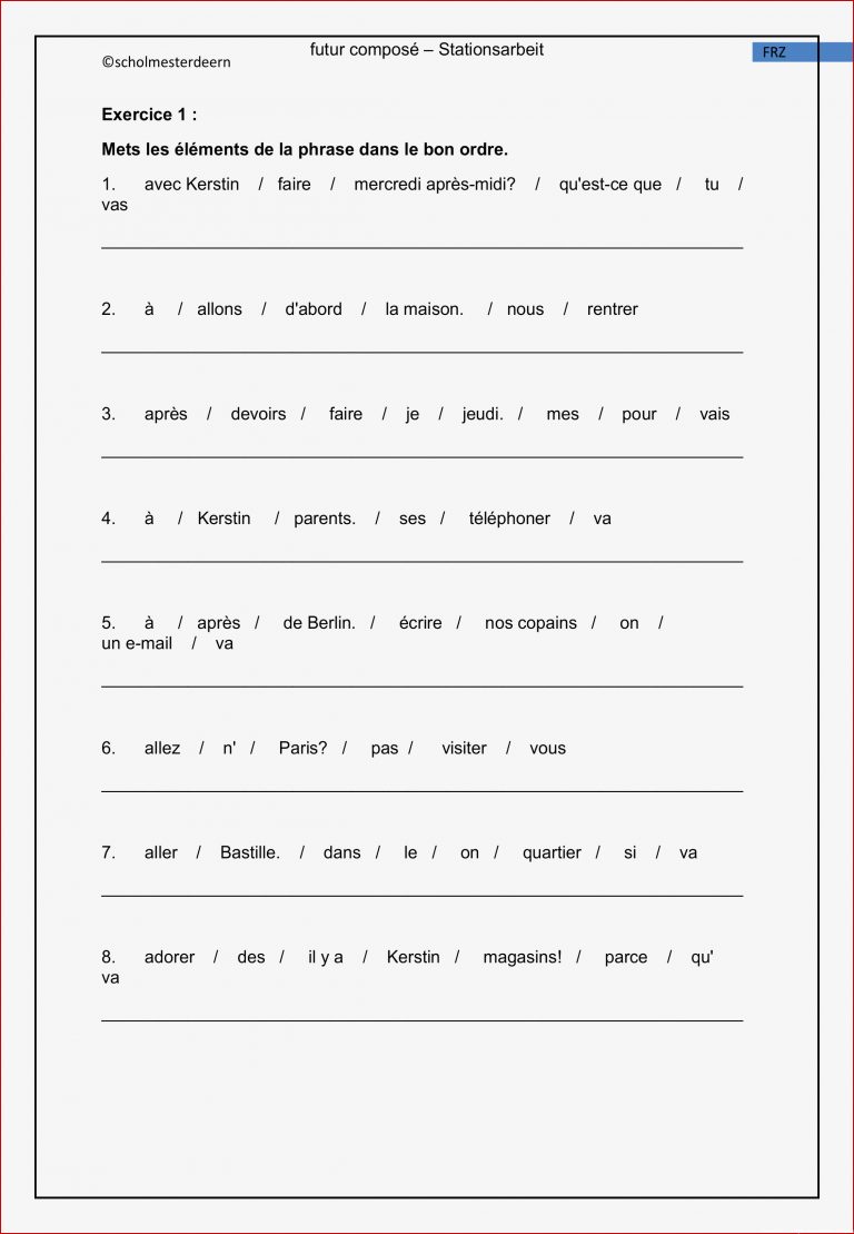 Arbeitsblätter Französisch 1 Lernjahr Pdf Worksheets