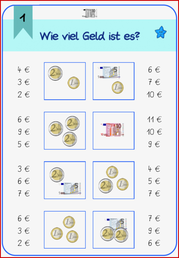 Arbeitsblätter Geld Grundschule 1 Klasse Worksheets