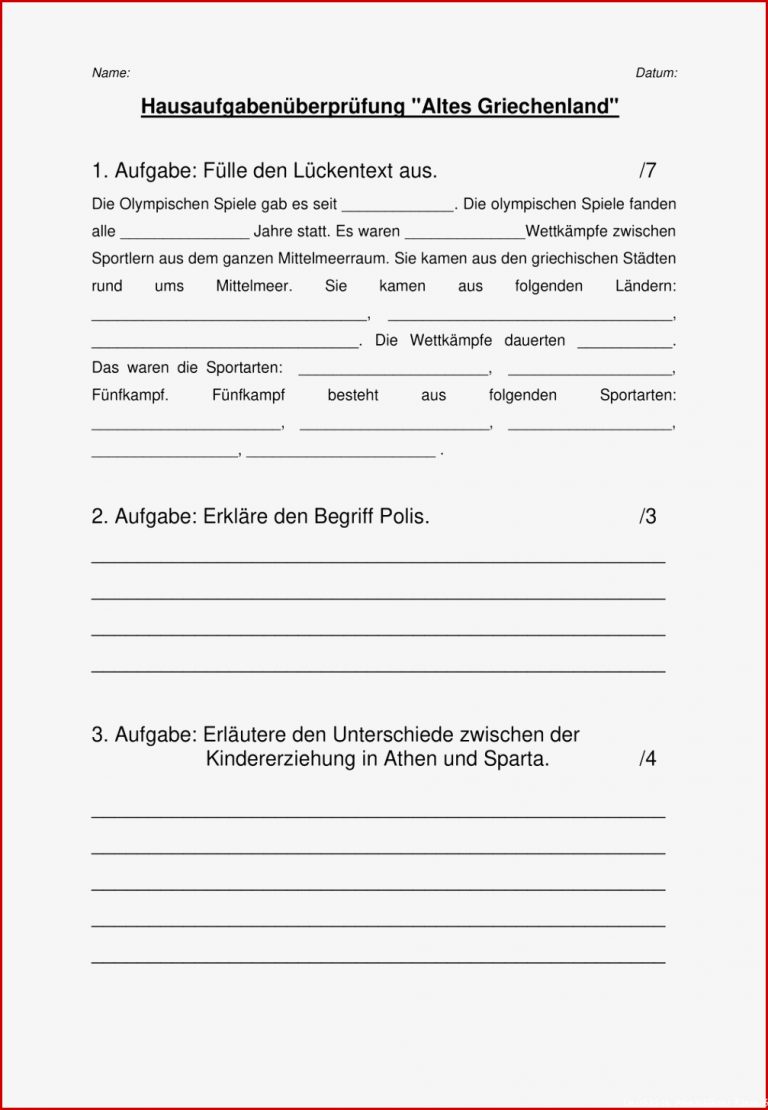 Arbeitsblätter Geschichte Klasse 6 Griechenland Worksheets