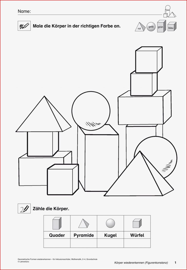 Arbeitsblätter Grundschule Geometrische Formen Felipa