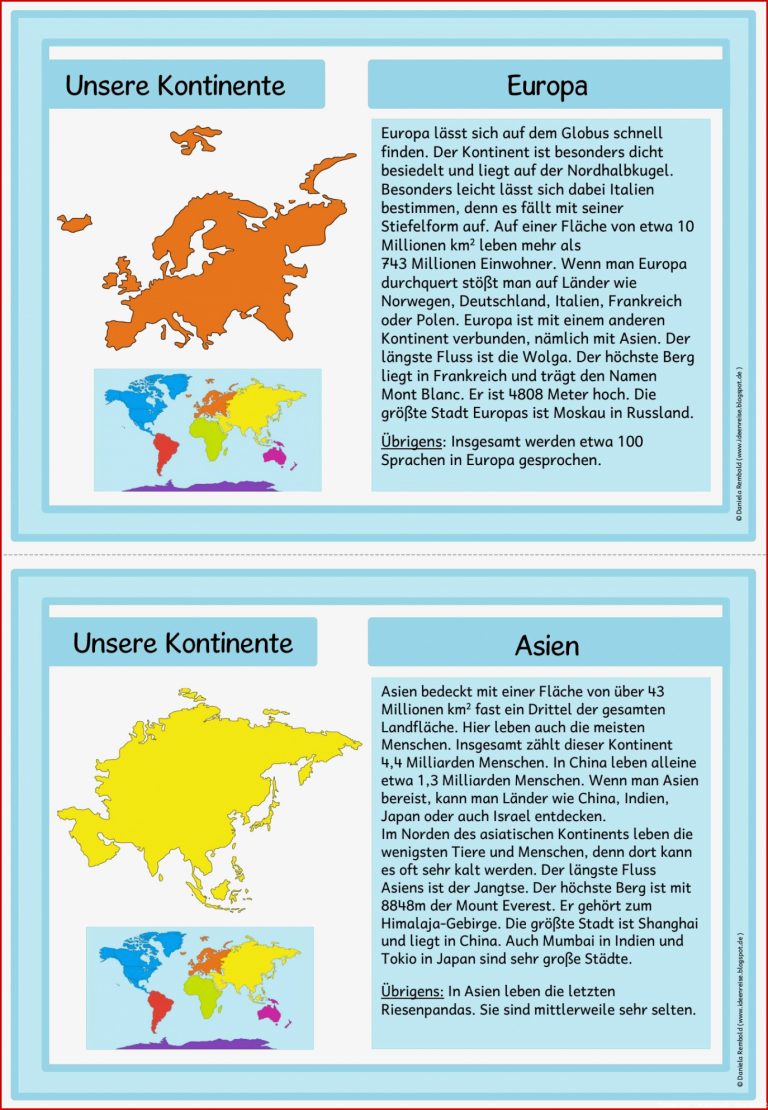 Arbeitsblätter Grundschule Sachunterricht Kontinente