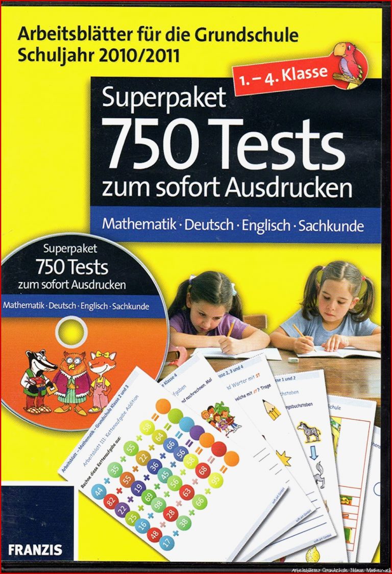 Arbeitsblätter Grundschule Schuljahr 2010 - 2011 - 1. bis 4. Klasse - Superpaket 750 Tests - Mathematik - Deutsch - Englisch - Sachkunde