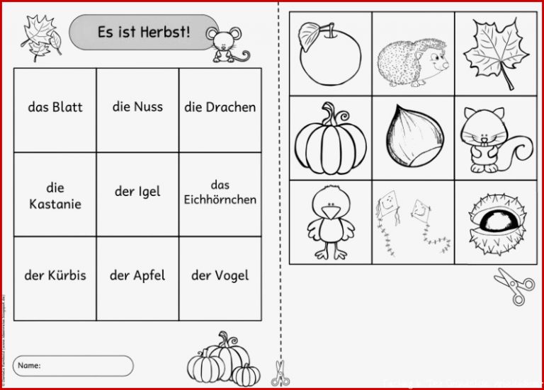 Arbeitsblätter Herbst Grundschule Klasse 1 Ideen