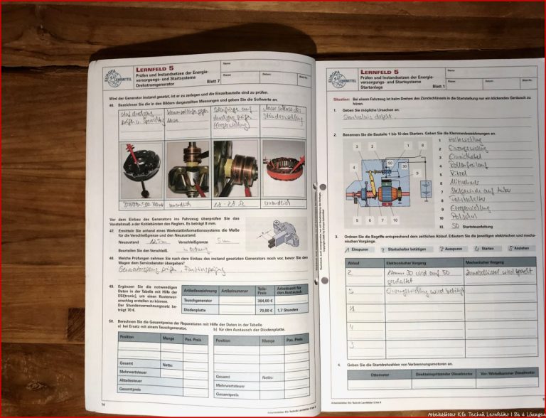 Arbeitsblätter Kraftfahrzeugtechnik Lernfelder 5-8