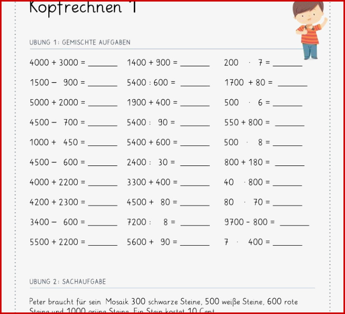 Arbeitsblätter Mathe 4 Klasse Aufgaben Worksheets