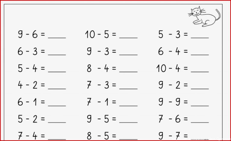 Arbeitsblätter Mathe Klasse 1 Minus Worksheets