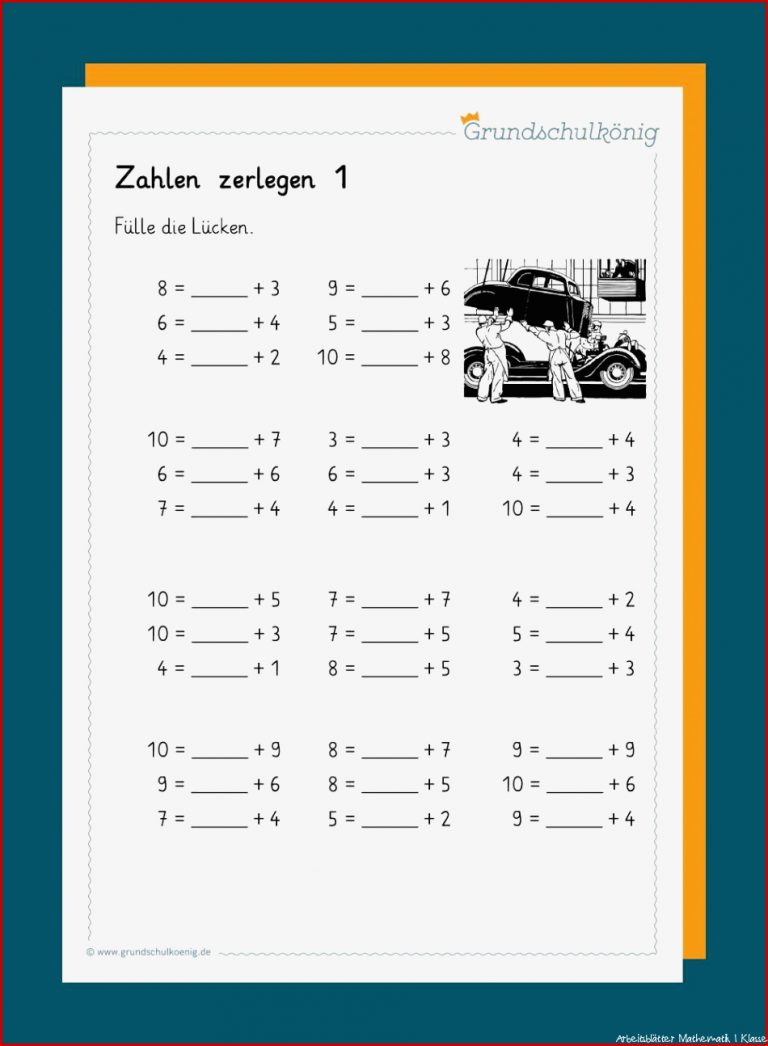 Arbeitsblätter Mathe Klasse 1 Zahlen Zerlegen Felipa