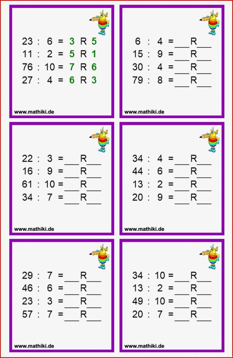 Arbeitsblätter Mathe Klasse 4 Halbschriftliche Division