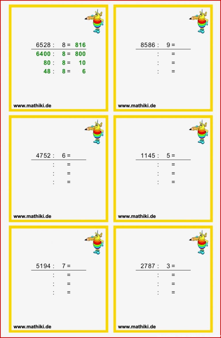 Arbeitsblätter Mathe Klasse 4 Halbschriftliche Division