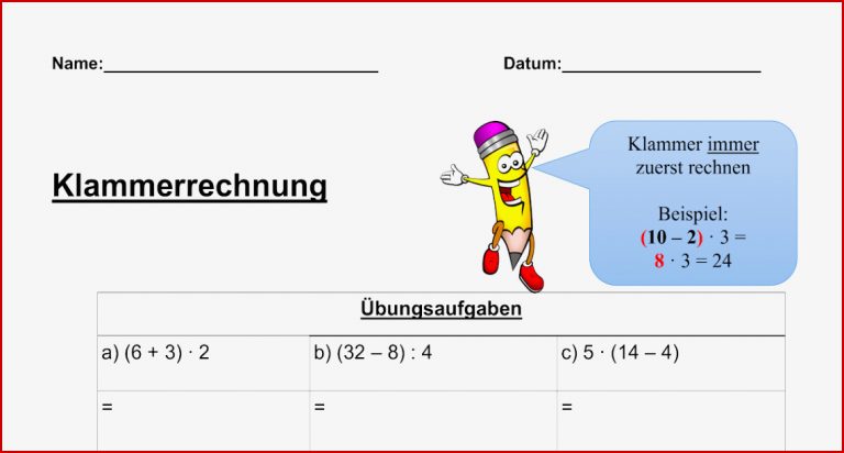 Arbeitsblätter Mathe Klasse 5 Klammerrechnung James