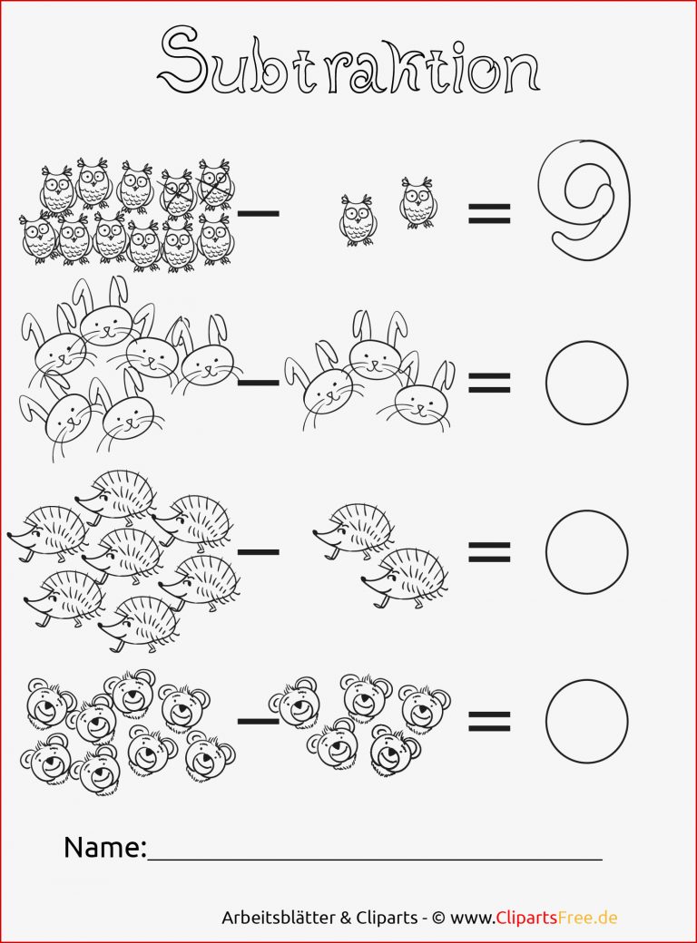Arbeitsblätter Minusaufgaben Grundschule
