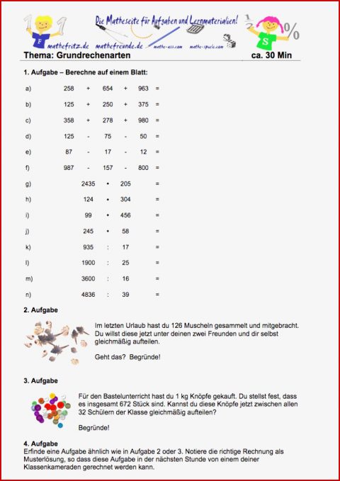 Arbeitsblätter Multiplikation Division Klasse 5 Zum