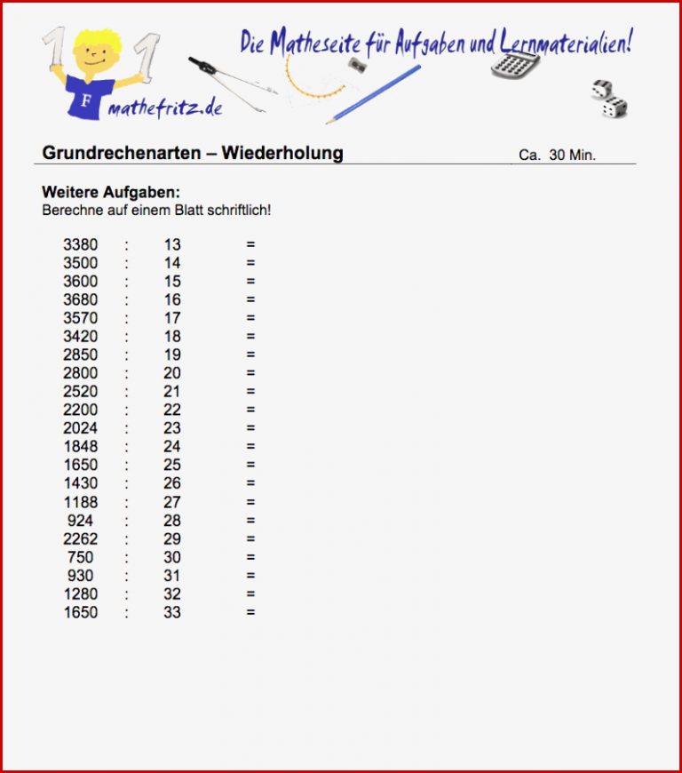 Arbeitsblätter Multiplikation Division Klasse 5 zum