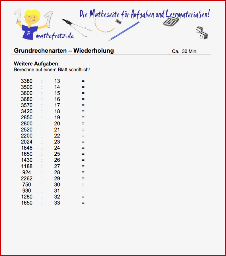 Arbeitsblätter Multiplikation Division Klasse 5 Zum