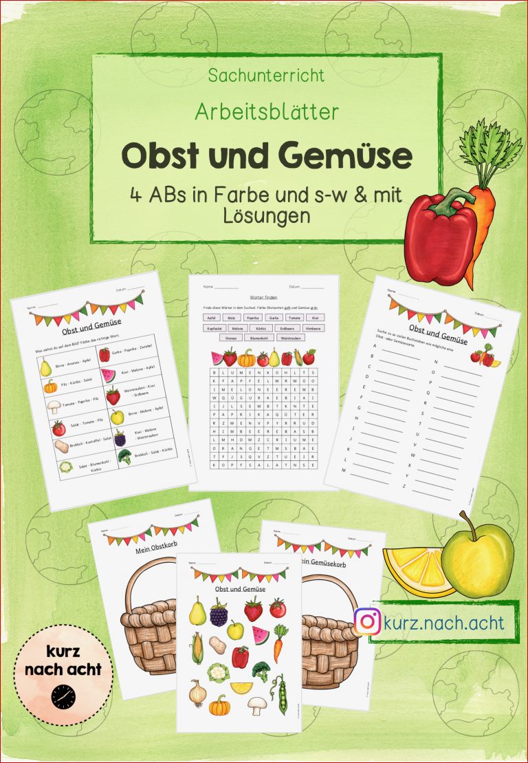 Arbeitsblätter Obst Und Gemüse – Grundschule