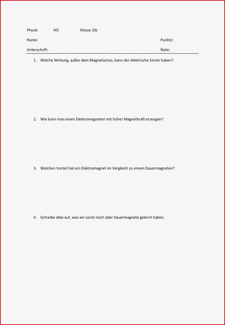 Arbeitsblätter Physik Klasse 5 Magnetismus Worksheets